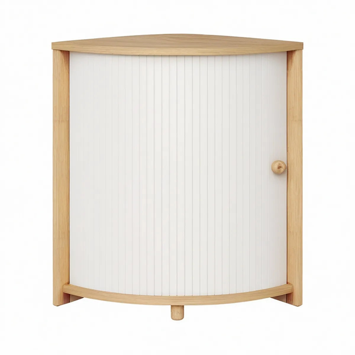 Półokrągła szafka barowa z bambusa i MDF, biało-naturalna, 80 × 45 × 95 cm