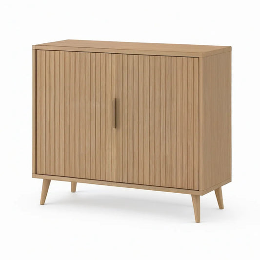 Kredens dwudrzwiowy 100 x 40 x 85 cm z MDF w okleinie jasnego dębu, jasny dąb/brązowy