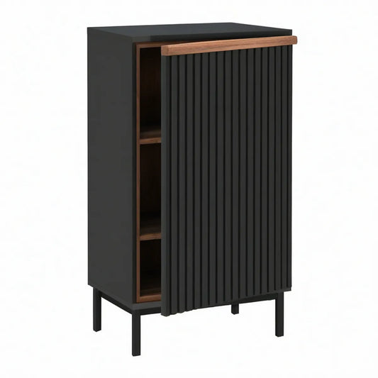 Szafka biurowa z przesuwnym frontem 80 x 40 x 150 cm czarno-orzechowa