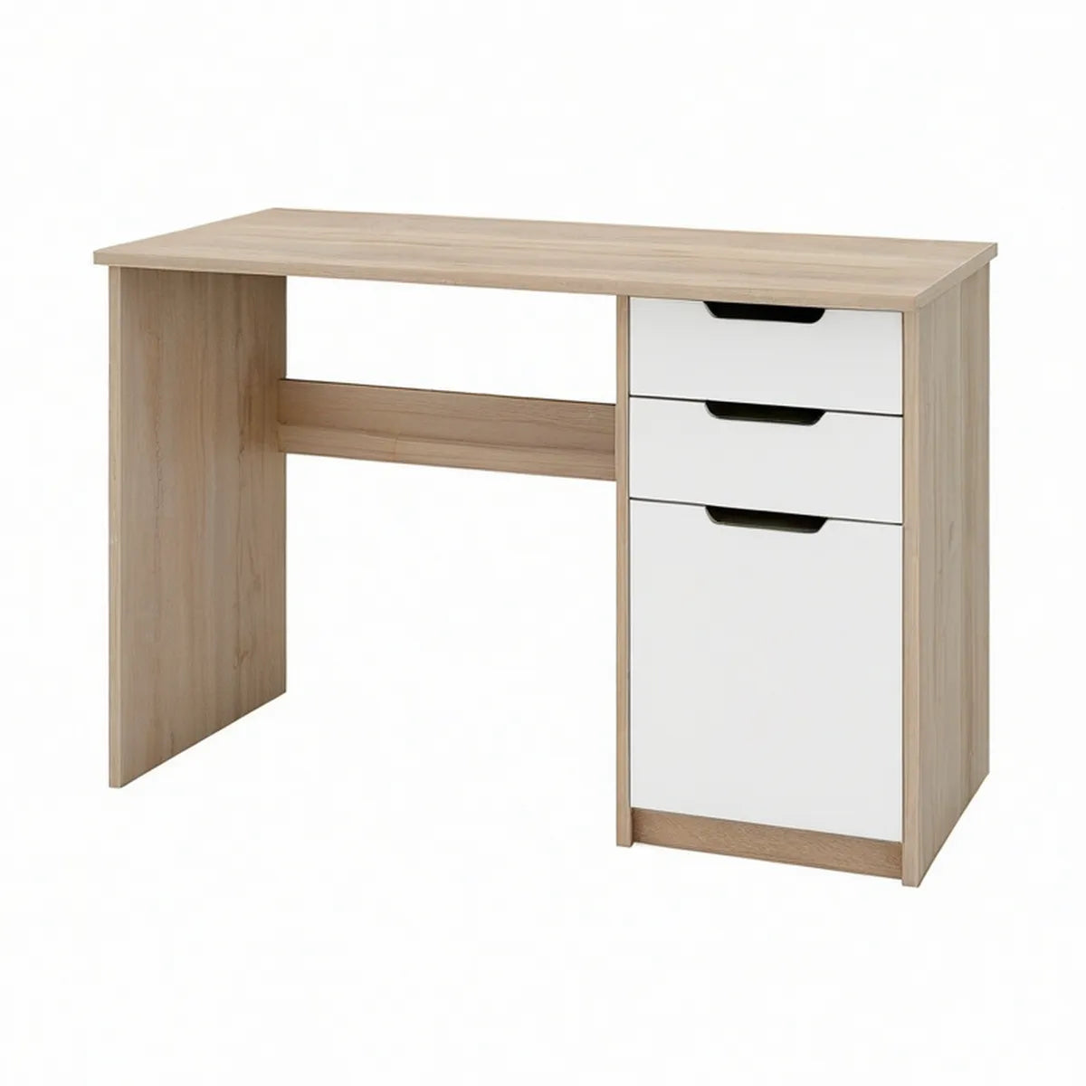 Biurko prostokątne z 3 szufladami 120 x 60 x 75 cm dąb sonoma/białe