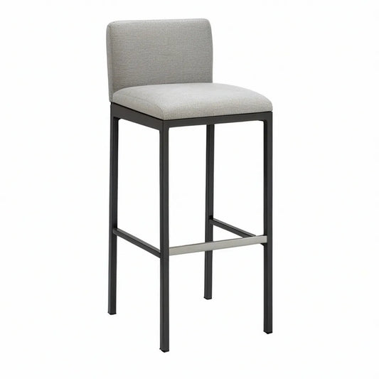 Hoker barowy z oparciem 45 × 52 × 102 cm, szaro-czarny