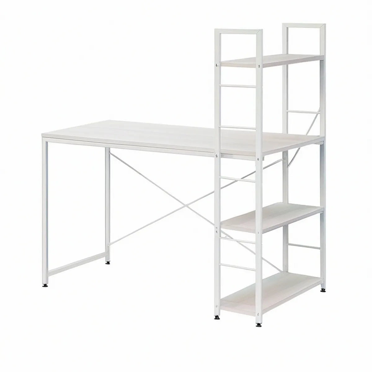 Białe biurko z 3 półkami 120 x 60 x 150 cm z płyty MDF i stali