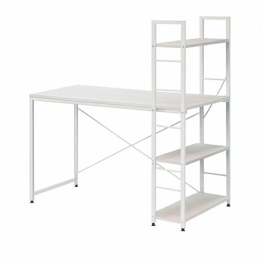 Białe biurko z 3 półkami 120 x 60 x 150 cm z płyty MDF i stali